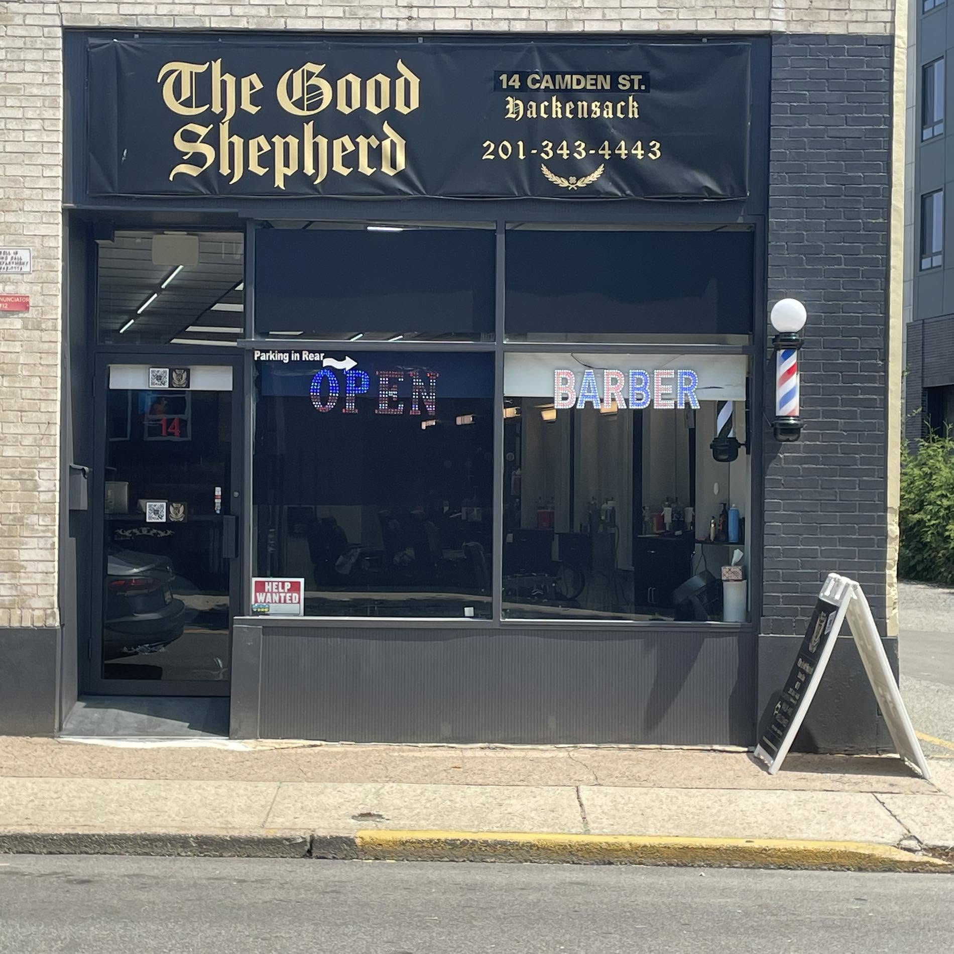 Exterior of The Good Shepherd Barbershop in Hackensack, NJ